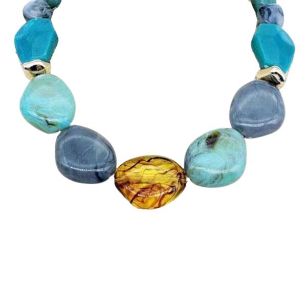 ACETATE FLAT MIXED BEAD NECKLACE