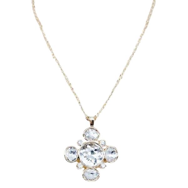 CRYSTAL WIDE CROSS PENDANT NECKLACE