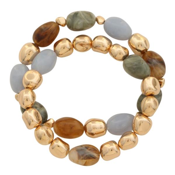 MARBLE MIXTURE BEAD BRACELET SET