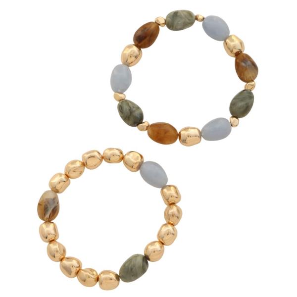 MARBLE MIXTURE BEAD BRACELET SET