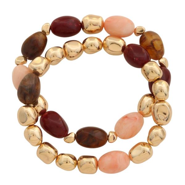 MARBLE MIXTURE BEAD BRACELET SET