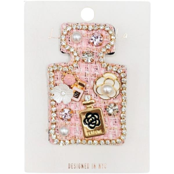 PERFUME SHAPE PEARL FLOWER RHINESTONE  BROOCH