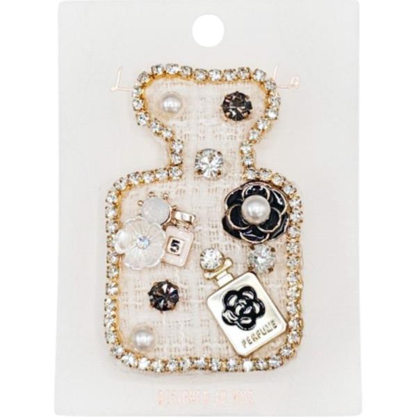 PERFUME SHAPE PEARL FLOWER RHINESTONE  BROOCH