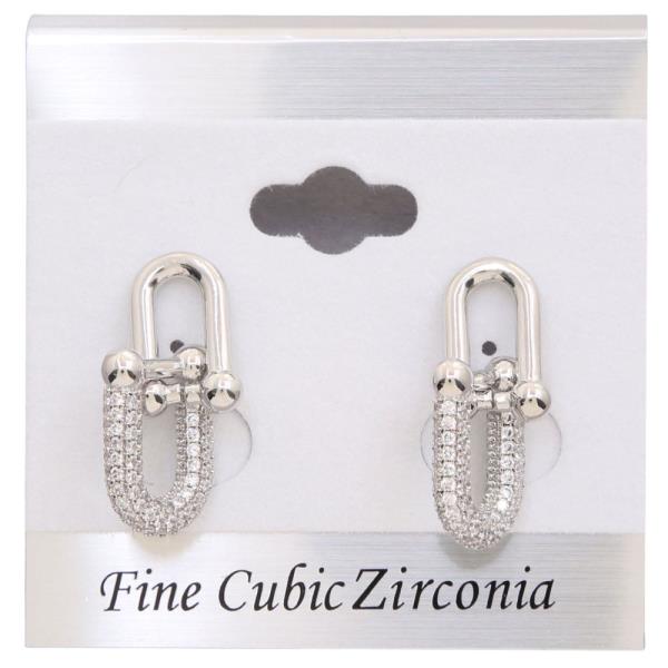 CZ U LINK METAL EARRING