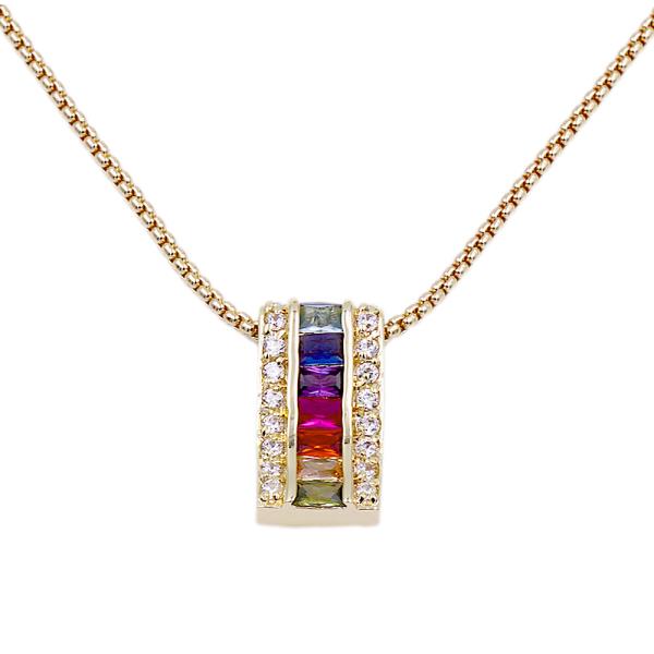 GOLD PLATED MULTI COLOR CZ NECKLACE