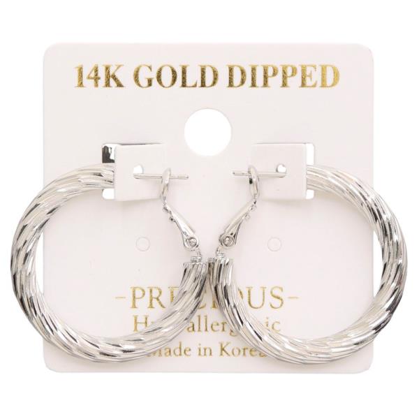 14K GOLD DIPPED TEXTURED HOOP EARRING