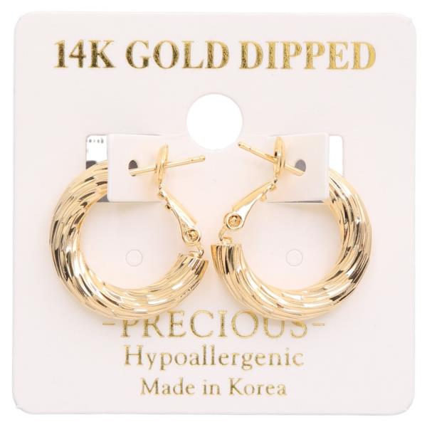 14K GOLD DIPPED TEXTURED HOOP EARRING
