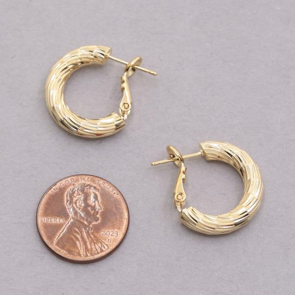 14K GOLD DIPPED TEXTURED HOOP EARRING