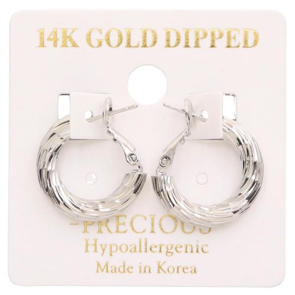 14K GOLD DIPPED TEXTURED HOOP EARRING