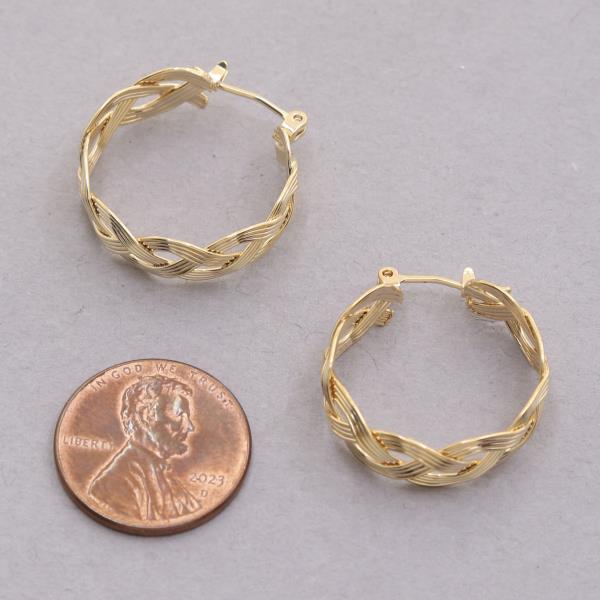 14K GOLD DIPPED CRISS CROSS HOOP EARRING