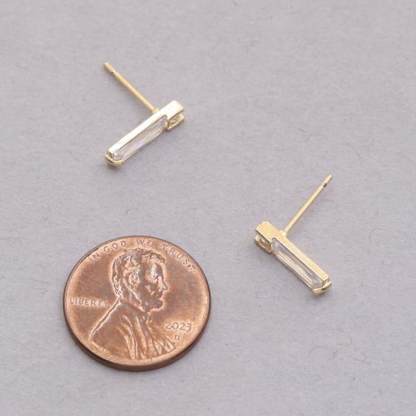 14K GOLD DIPPED CRYSTAL RECTANGLE EARRING