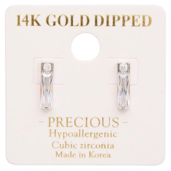 14K GOLD DIPPED CRYSTAL RECTANGLE EARRING
