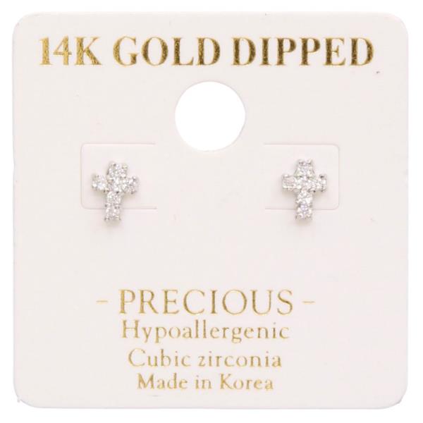 14K GOLD DIPPED CROSS STUD GOLD DIPPED EARRING