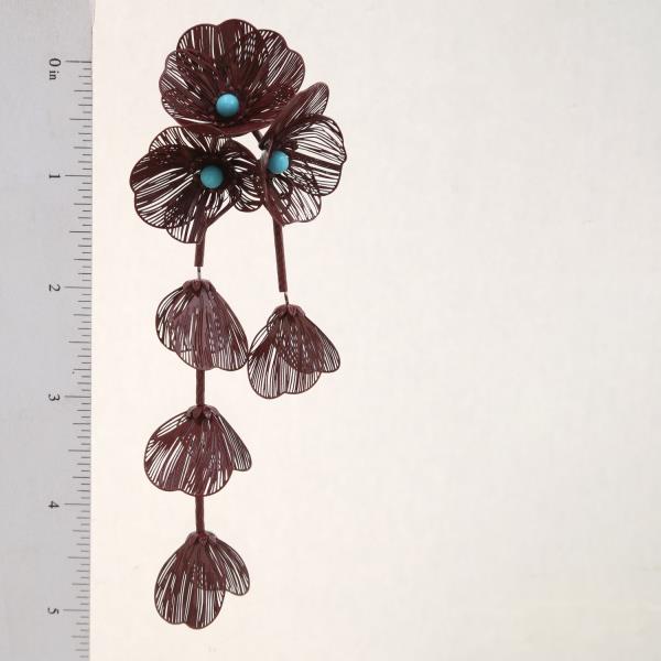 TURQUOISE BEADED FLOWER DANGLE EARRING