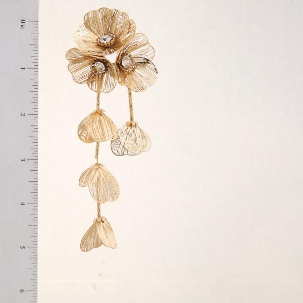 RHINESTONE CENTER FLOWER DANGLE EARRING