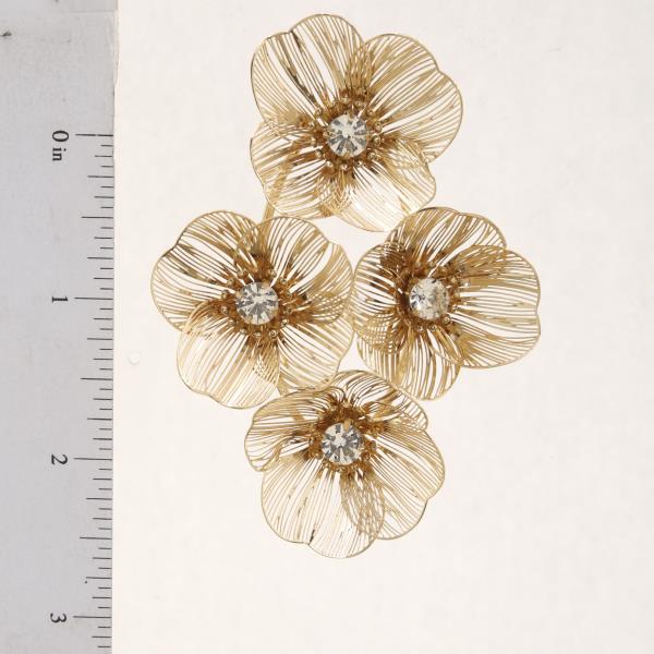 FLOWER RHINESTONE METAL EARRING