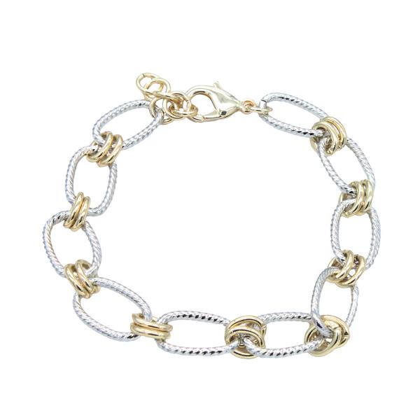 TWO TONE OVAL LINK METAL BRACELET