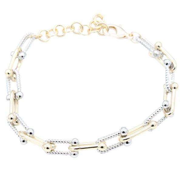 TWO TONE U LINK METAL BRACELET