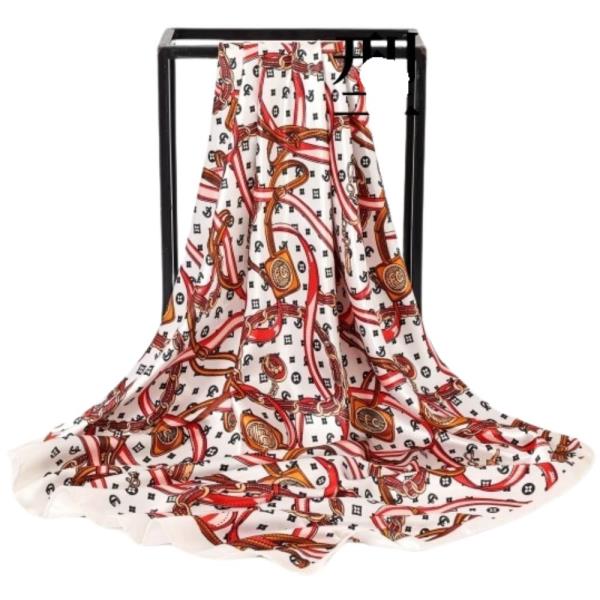 MULTI PATTERN SILKY BANDANA SQUARE NECK SCARF