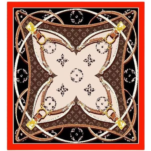 FLOWER PATTERN SILKY BANDANA SQUARE NECK SCARF