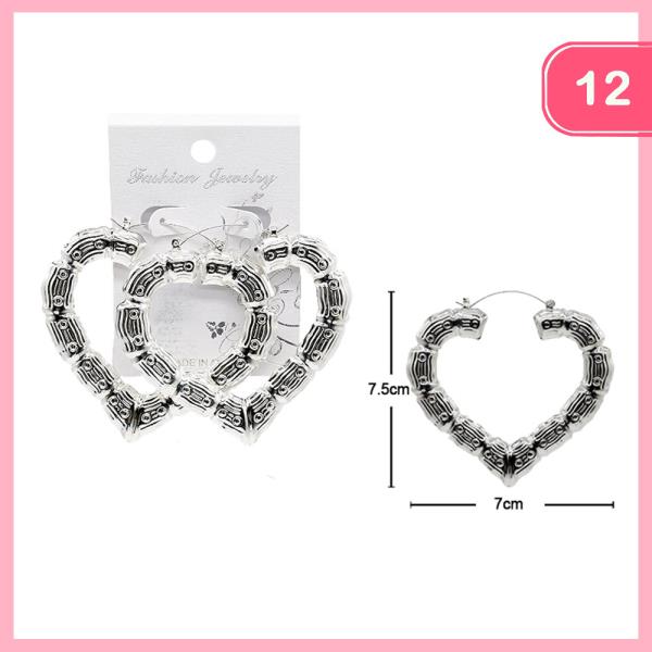 HEART BAMBOO HOOP EARRINGS (12 UNITS)