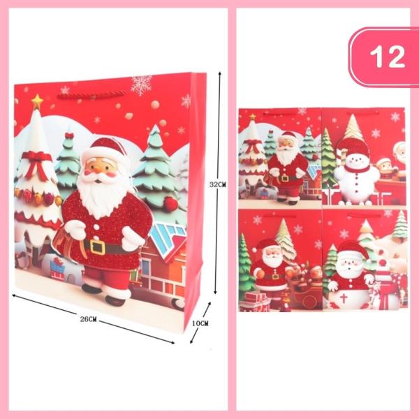 3D GLITTER CHRISTMAS GIFT BAG (12 UNITS)