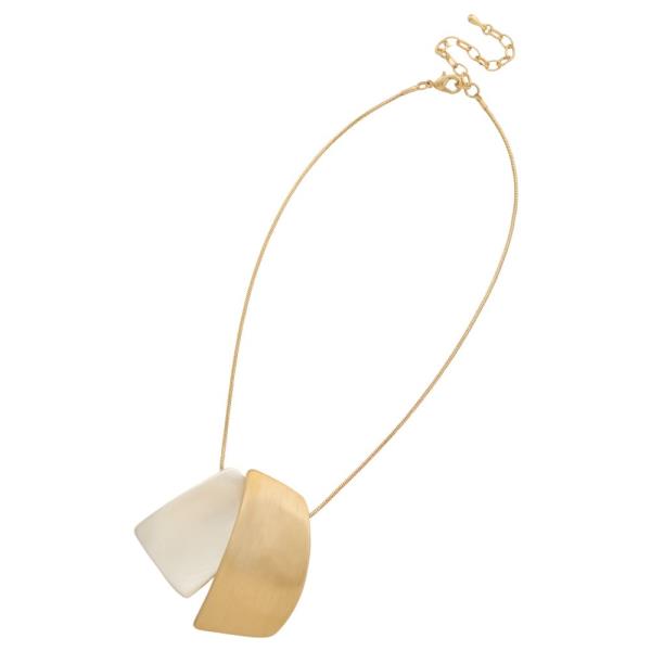 TWO TONE BENT METAL PENDANT NECKLACE