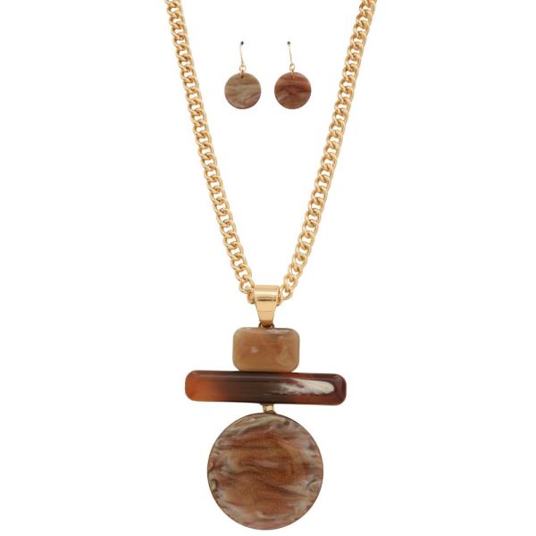 ACETATE DISC RECTANGLE LINK PENDANT NECKLACE