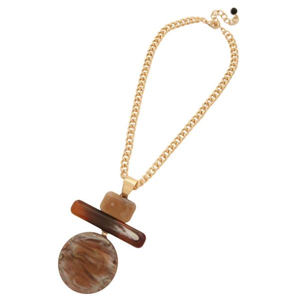 ACETATE DISC RECTANGLE LINK PENDANT NECKLACE