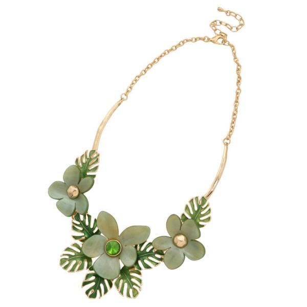 ACETATE FLOWER CENTER NECKLACE
