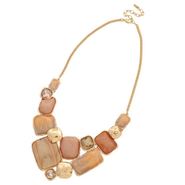 SQUARE RECTANGLE CRYSTAL LINK NECKLACE