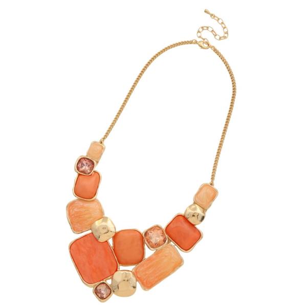 SQUARE RECTANGLE CRYSTAL LINK NECKLACE