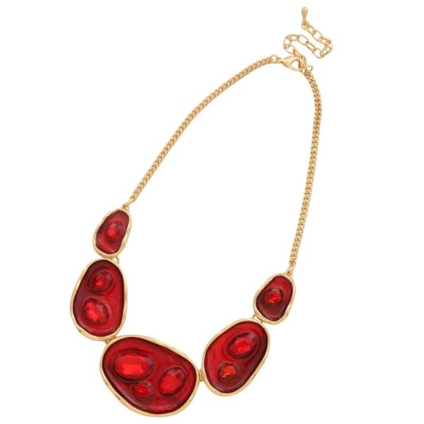 COLOR STONE METAL NECKLACE