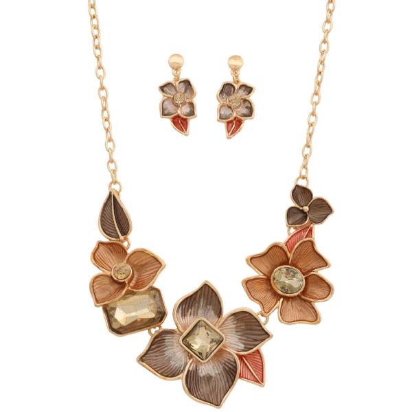 RUSTIC COLORS FLOWER LINK NECKLACE