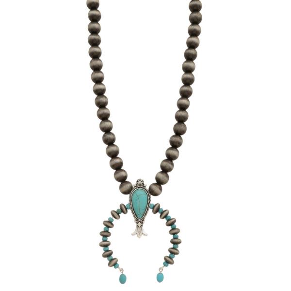 WESTERN BEADED HORSE PENDANT TURQUOISE BEAD NECKLACE