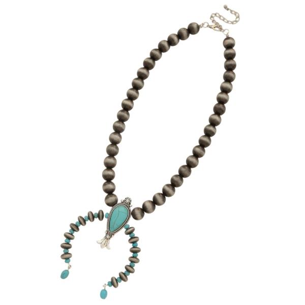 WESTERN BEADED HORSE PENDANT TURQUOISE BEAD NECKLACE