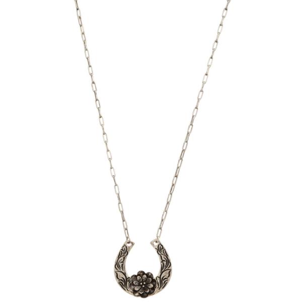 WESTERN FLOWER HORSE PENDANT NECKLACE
