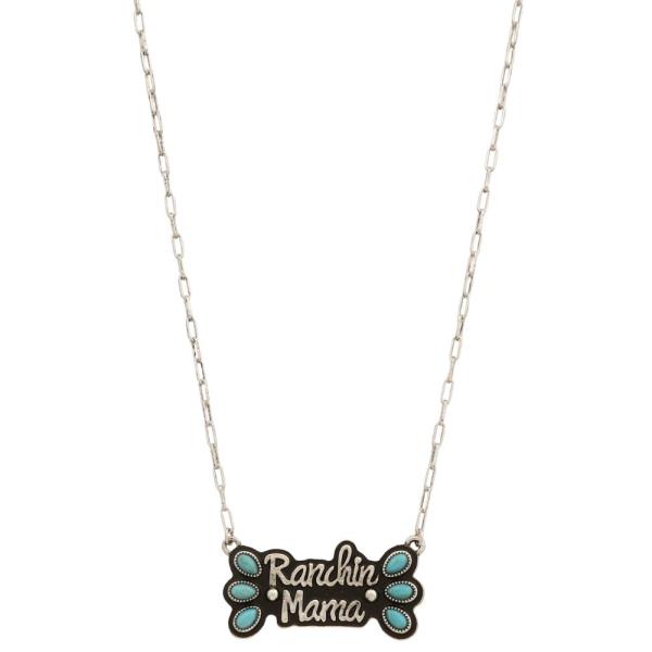 RACHIN MAMA TURQUOISE BEAD PENDANT METAL NECKLACE