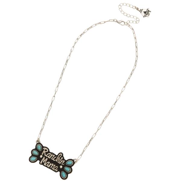 RACHIN MAMA TURQUOISE BEAD PENDANT METAL NECKLACE