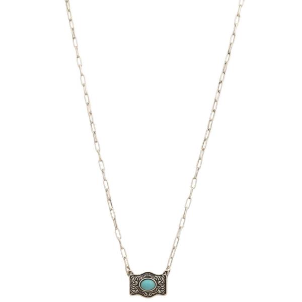 WESTERN BUCKLE CHARM METAL NECKLACE
