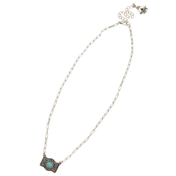 WESTERN BUCKLE CHARM METAL NECKLACE