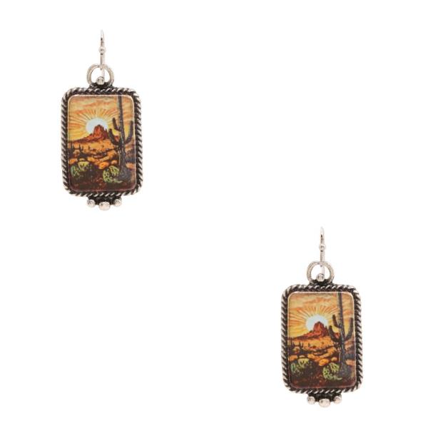 WESTERN DESERT CACTUS DANGLE EARRING