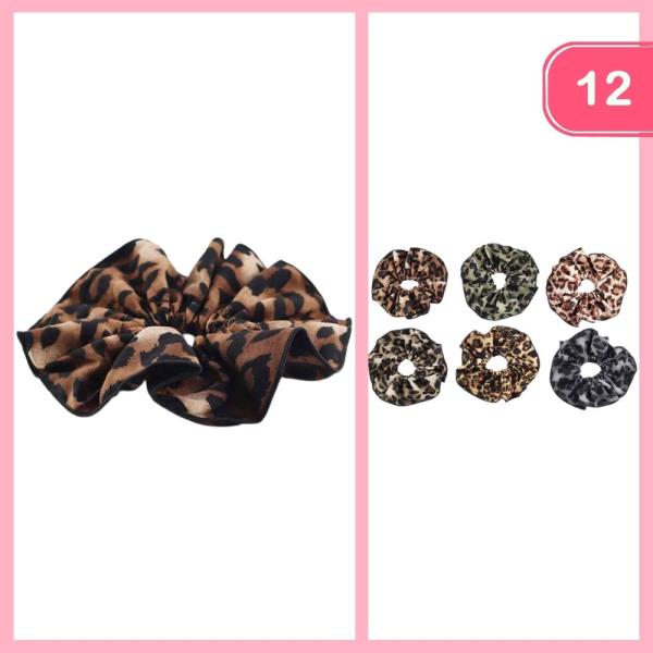 LEOPARD PRINT HAIR SCRUNCHIE (12 UNITS)
