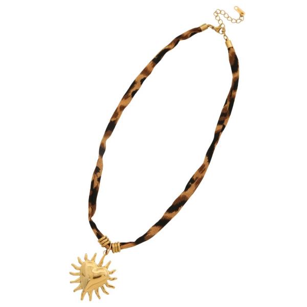 HEART PENDANT ANIMAL PRINT NECKLACE