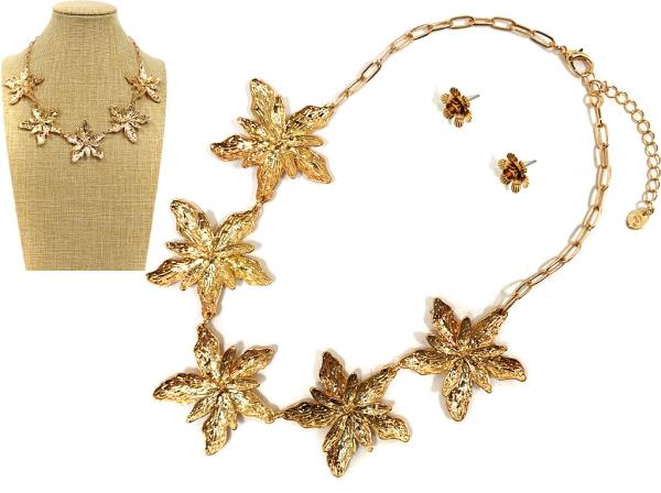 FLOWER SHAPE CHAIN METAL NECKLACE