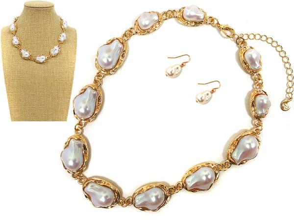 PEARL BEAD METAL NECKLACE