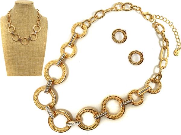 ROUND SHAPE STONE METAL NECKLACE