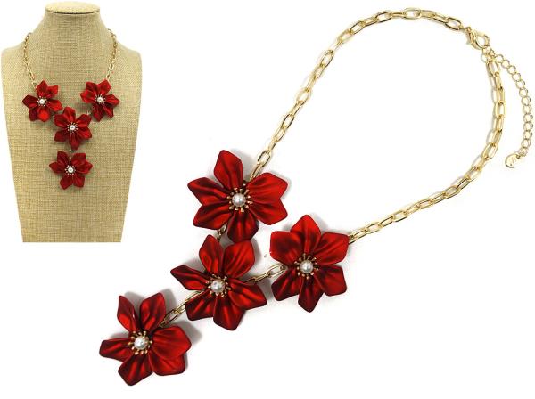 FLOWER COLOR PEARL BEAD NECKLACE