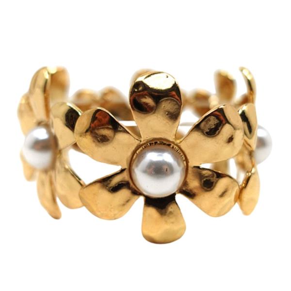 FLOWER SHAPE STRETCH PEARL BEAD BRACELET