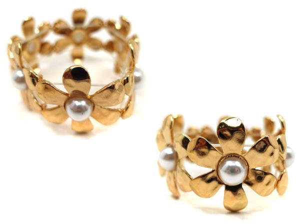 FLOWER SHAPE STRETCH PEARL BEAD BRACELET